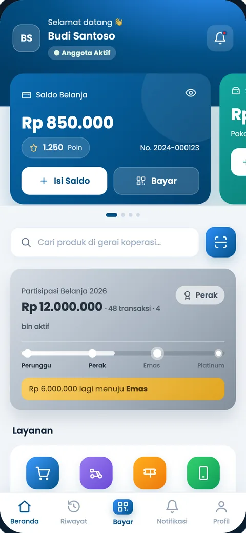 Aplikasi inKUR Link Mobile di ponsel anggota